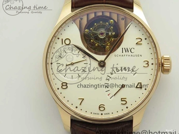 MIROTIME 0514 Portuguese Tourbillon IW5046 RG ZF Best Edition White Dial on Brown Leather Strap UrbanStyle 7144